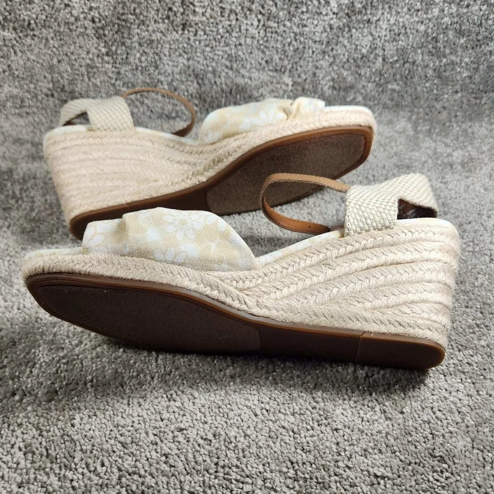 Lucky Brand Macrimay Espadrille Wedge Floral Tan Sandals Womens 9M